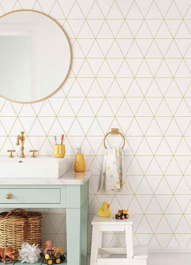 Leda Metallic Geometric Wallpaper - York Wallcoverings - 4060-347682 - York Wallcoverings Wallpaper