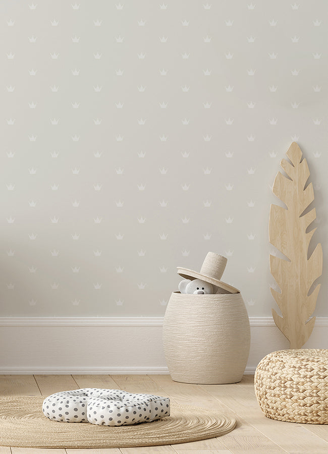 Bea Silver Crowns Wallpaper - 4060-347703 - York Wallcovering