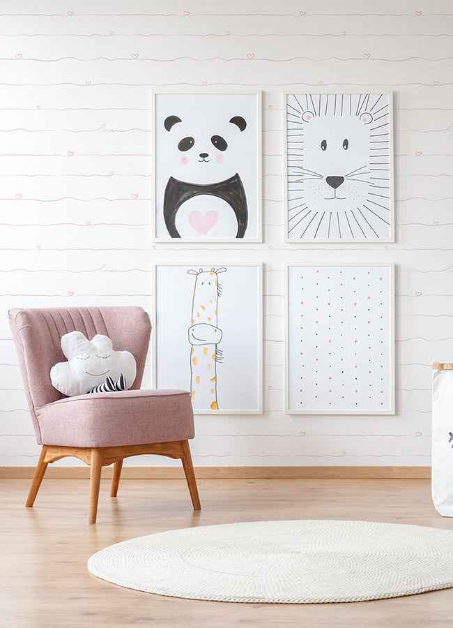 Love & Hearts Pink Script Wallpaper - York Wallcoverings - 4060-381402 - York Wallcoverings Wallpaper