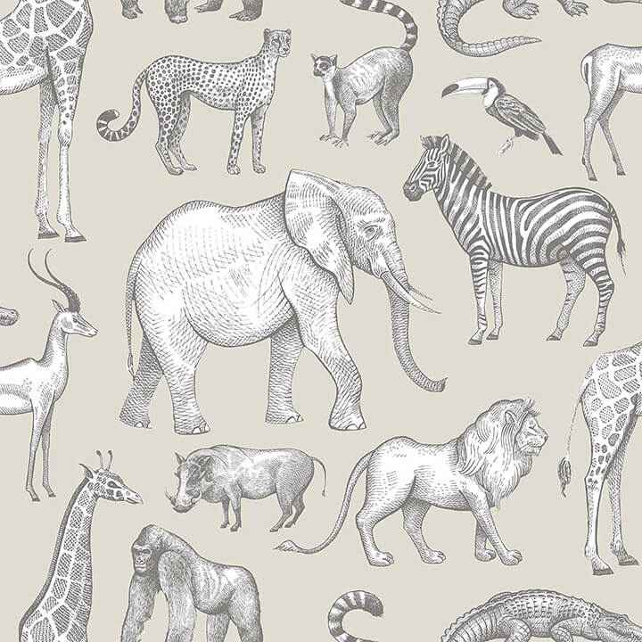 Kenji Taupe Safari Wallpaper - York Wallcoverings - 4060-139270 - York Wallcoverings Wallpaper
