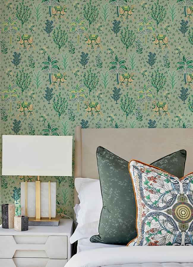Avocado Camels Courtyard Peel and Stick Wallpaper - York Wallcoverings - PFS4809 - York Wallcoverings Wallpaper