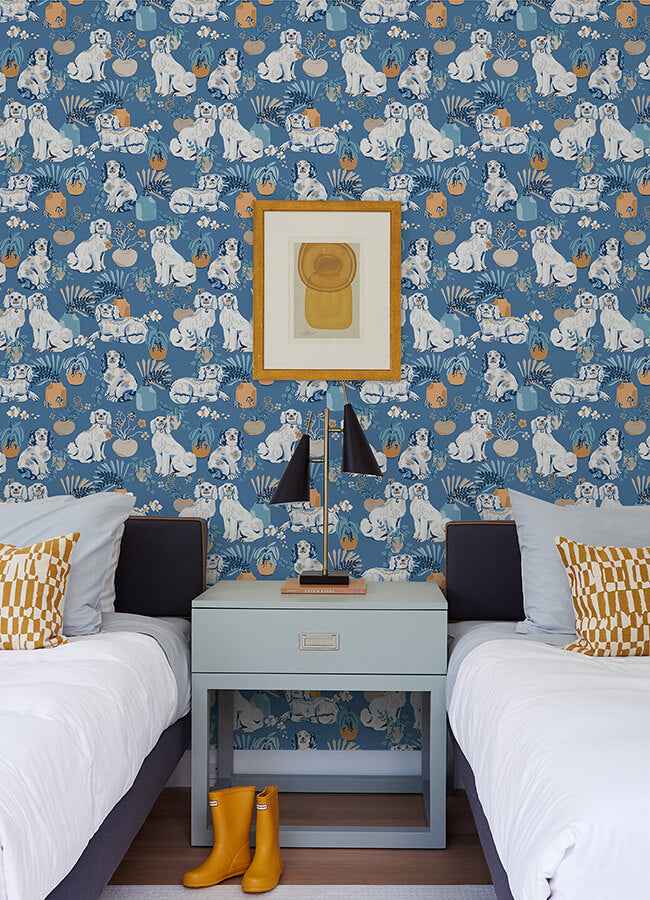 Cerulean Good Dog Peel and Stick Wallpaper - York Wallcoverings - PFS4810 - York Wallcoverings Wallpaper