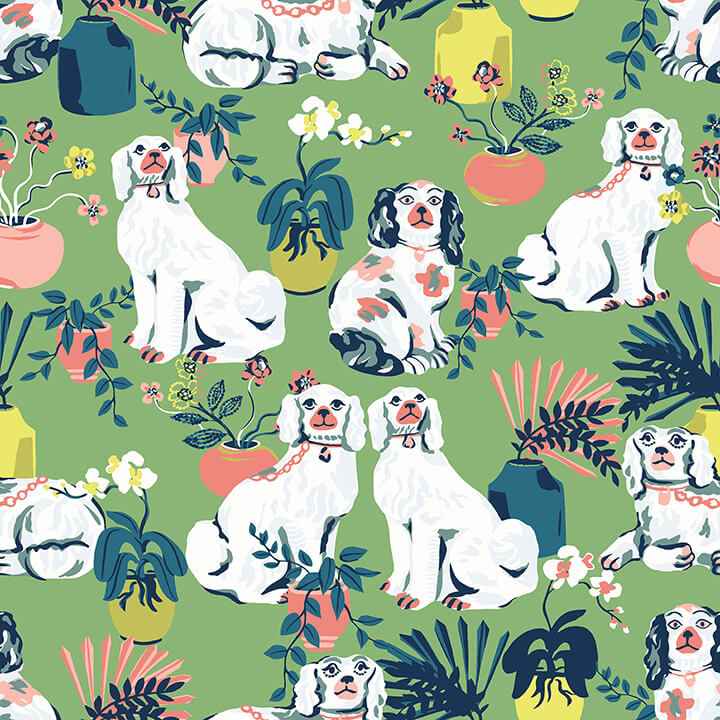 Jade Good Dog Peel & Stick Wallpaper - York Wallcoverings - PFS4811 - York Wallcoverings Wallpaper