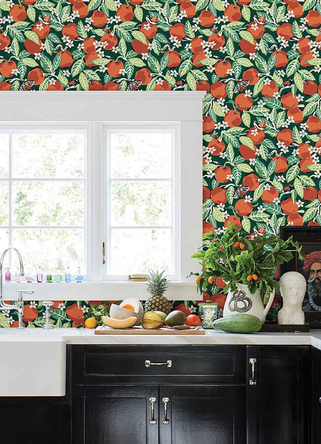 Juniper Orange Grove Peel and Stick Wallpaper - York Wallcoverings - PFS4816 - York Wallcoverings Wallpaper