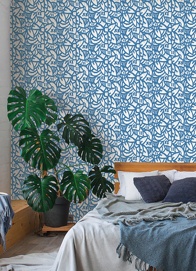 blue-bold-arrangements-peel-and-stick-wallpaper-york-wallcoverings-aas4879 - York Wallcoverings Wallpaper