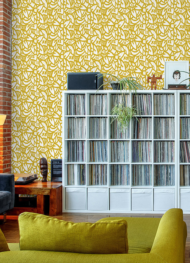 yellow-bold-arrangements-peel-and-stick-wallpaper-york-wallcoverings-aas4880 - York Wallcoverings Wallpaper