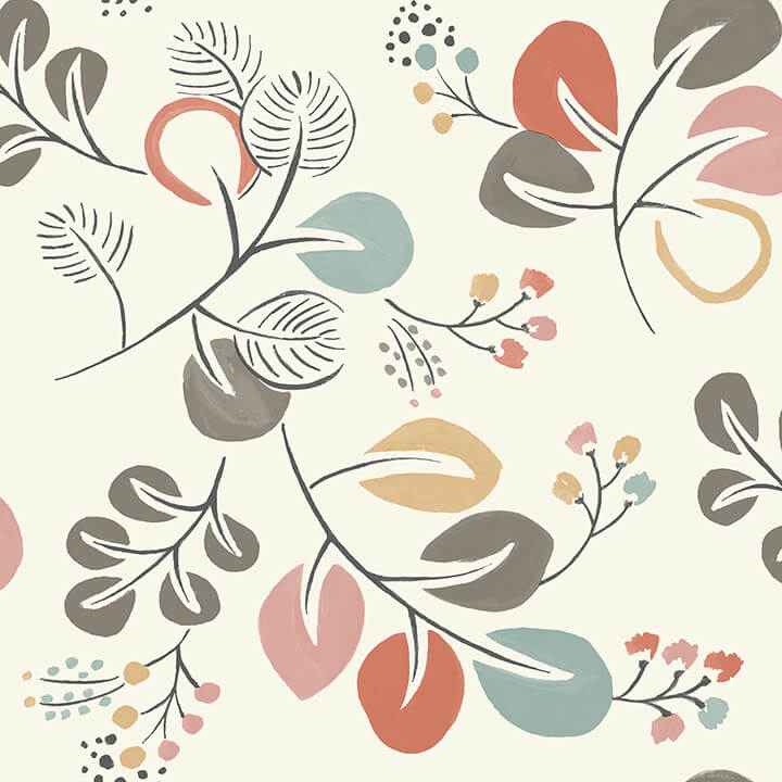 Jonah Multicolor Leaf Trail Wallpaper - York Wallcoverings - 4066-25122 - York Wallcoverings Wallpaper
