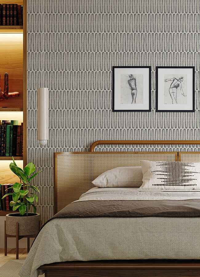 Lars Charcoal Retro Wave Wallpaper - York Wallcoverings - 4066-26501 - York Wallcoverings Wallpaper