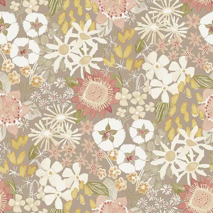 Karina Neutral Wildflower Garden Wallpaper - York Wallcoverings - 4066-26521 - York Wallcoverings Wallpaper