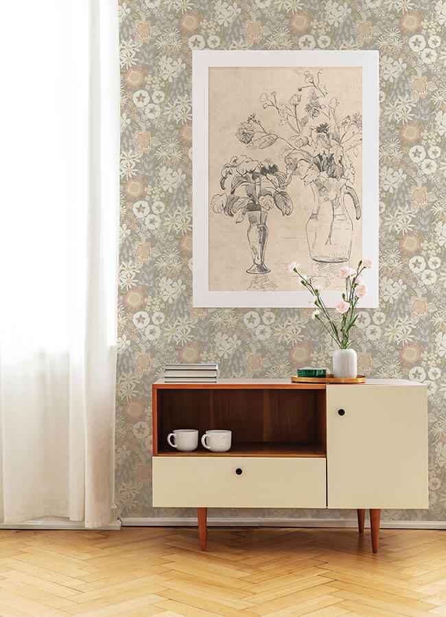 Karina Pastel Wildflower Garden Wallpaper - York Wallcoverings - 4066-26523 - York Wallcoverings Wallpaper