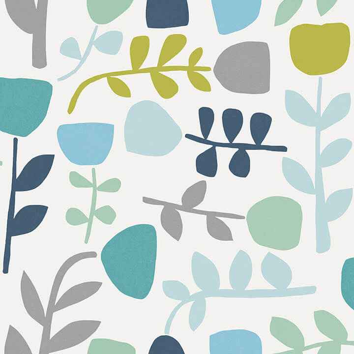 Juni Teal Abstract Tulips Wallpaper - York Wallcoverings - 4066-26536