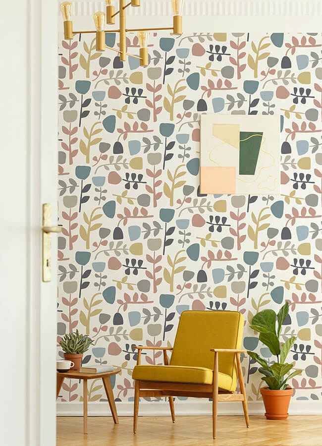 Juni Pastel Abstract Tulips Wallpaper - York Wallcoverings - 4066-26539 - York Wallcoverings Wallpaper