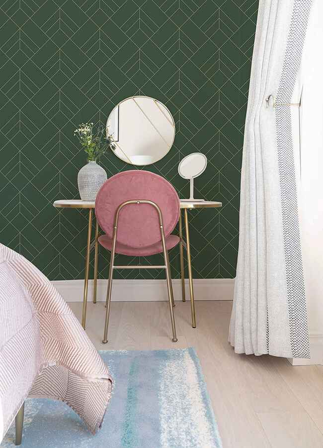 Sander Evergreen Geometric Wallpaper - York Wallcoverings - 4066-26550 - York Wallcoverings Wallpaper