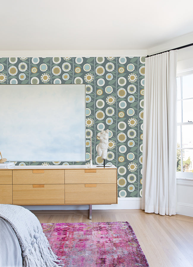sisu-grey-floral-geometric-wallpaper-york-wallcoverings-4066-26553 - York Wallcoverings Wallpaper