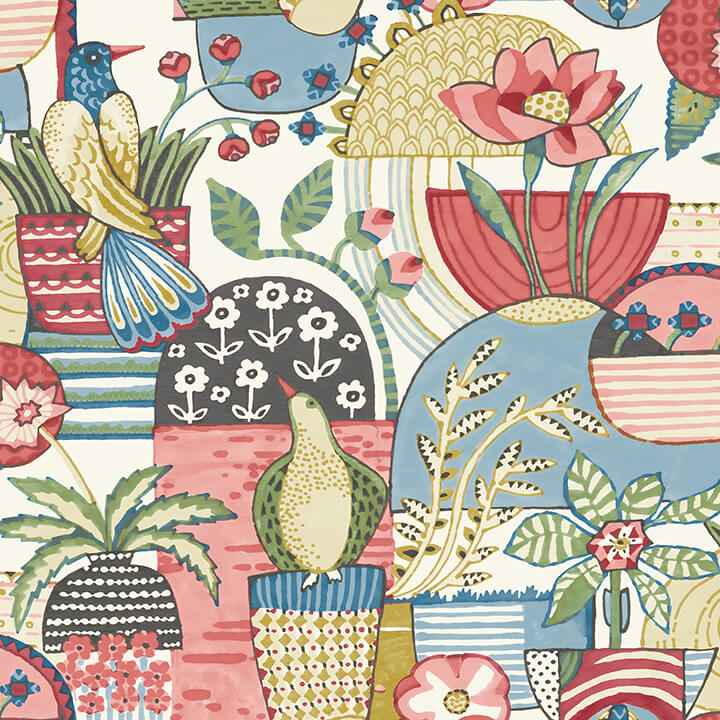 Fika Rose Blissful Birds & Blooms Wallpaper - York Wallcoverings - 4066-26557