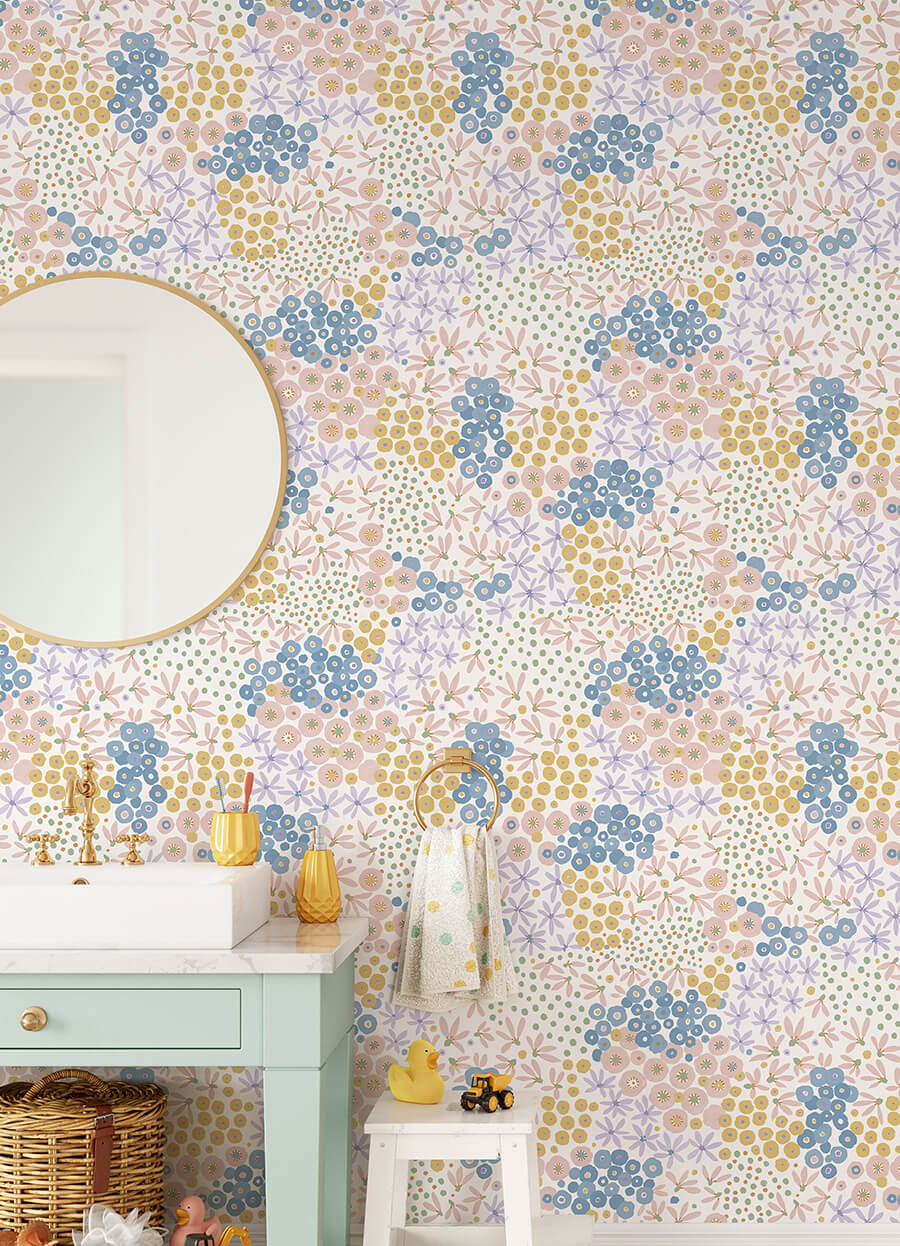 floral-bunch-multi-bright-peel-and-stick-wallpaper-york-wallcoverings-nus4847 - York Wallcoverings Wallpaper