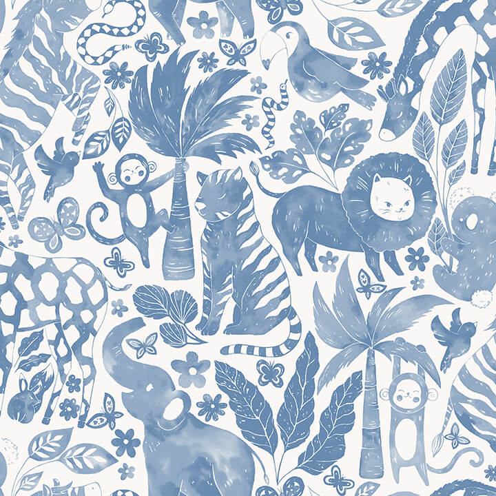 sweet-safari-blue-peel-and-stick-wallpaper-york-wallcoverings-nus4850 - York Wallcoverings Wallpaper