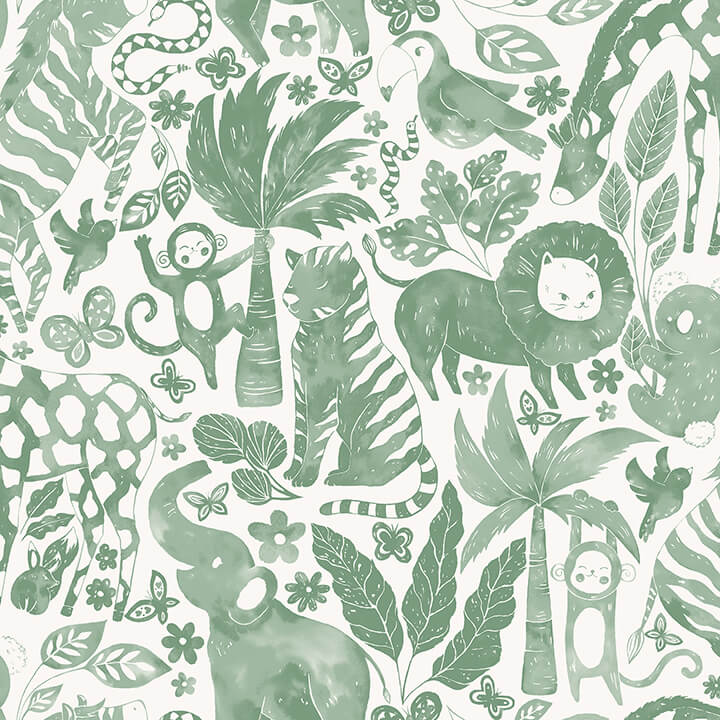 sweet-safari-green-peel-and-stick-wallpaper-york-wallcoverings-nus4851 - York Wallcoverings Wallpaper