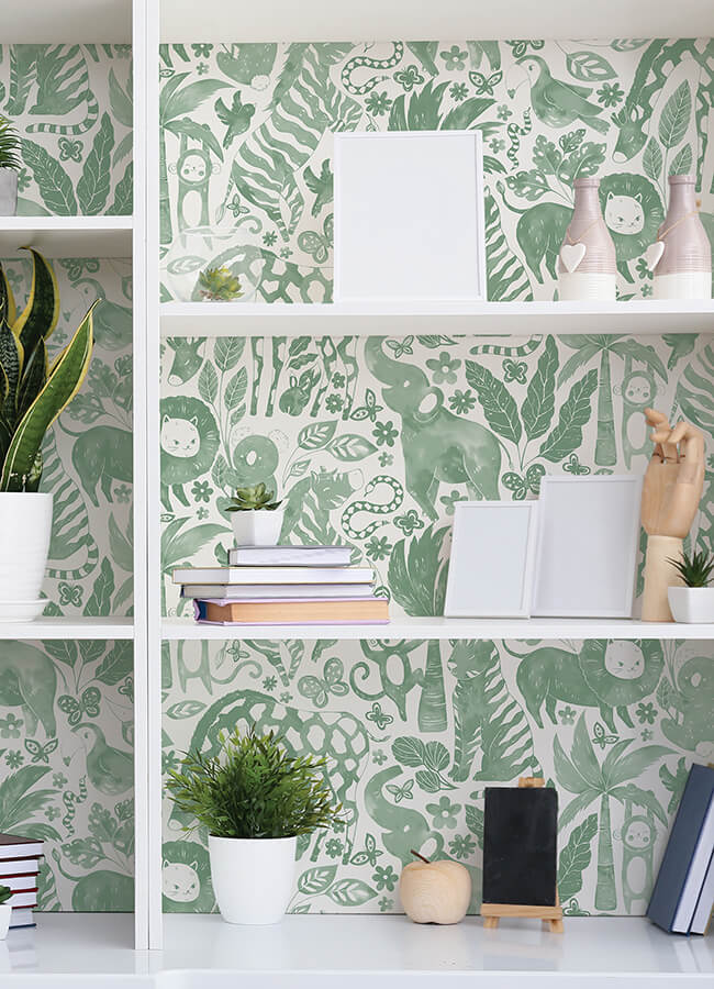 sweet-safari-green-peel-and-stick-wallpaper-york-wallcoverings-nus4851 - York Wallcoverings Wallpaper