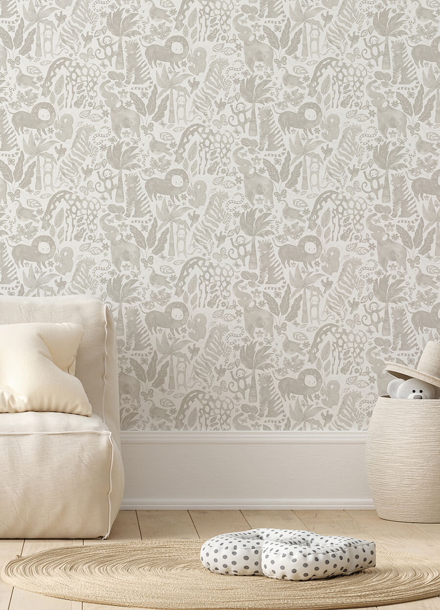 sweet-safari-taupe-peel-and-stick-wallpaper-york-wallcoverings-nus4852 - York Wallcoverings Wallpaper