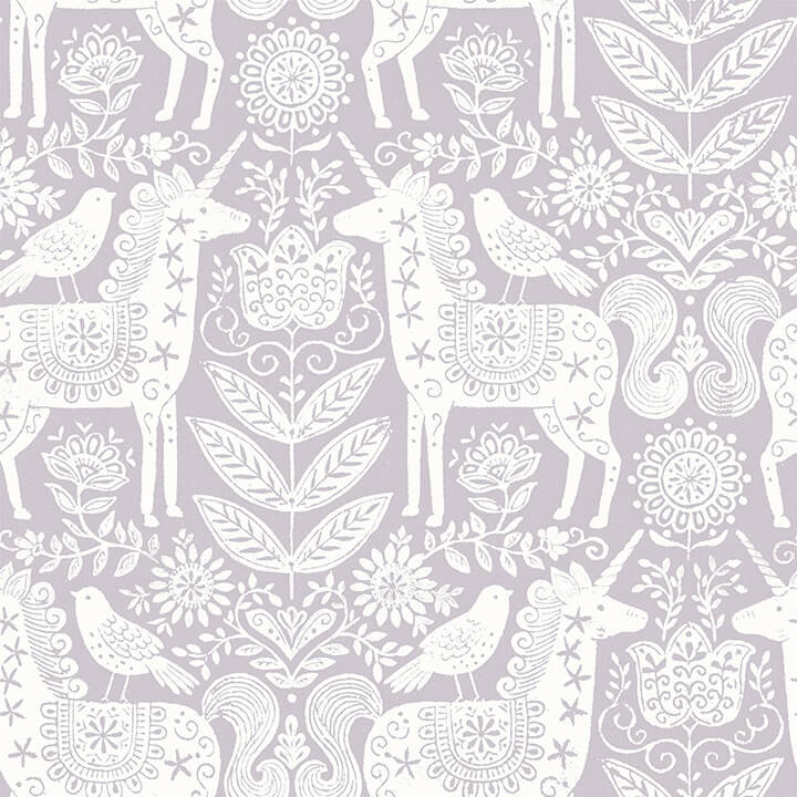 unicorn-stamp-purple-peel-and-stick-wallpaper-york-wallcoverings-nus4857 - York Wallcoverings Wallpaper