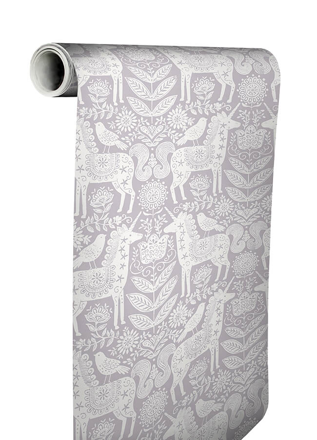unicorn-stamp-purple-peel-and-stick-wallpaper-york-wallcoverings-nus4857 - York Wallcoverings Wallpaper