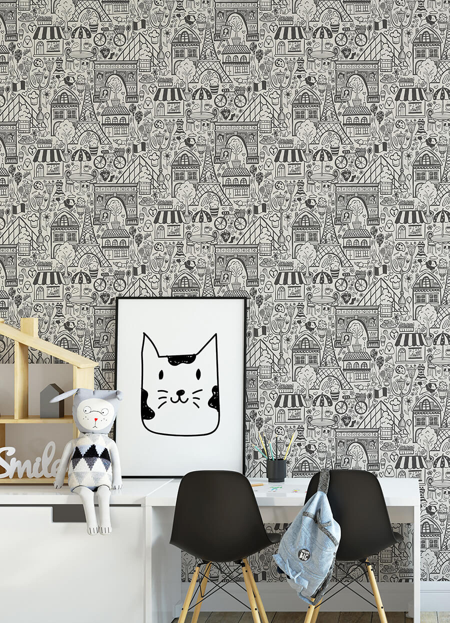 oui-paris-charcoal-peel-and-stick-wallpaper-york-wallcoverings-nus4859 - York Wallcoverings Wallpaper