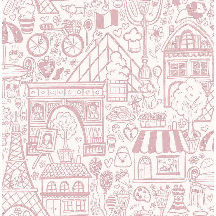 oui-paris-pink-peel-and-stick-wallpaper-york-wallcoverings-nus4860 - York Wallcoverings Wallpaper