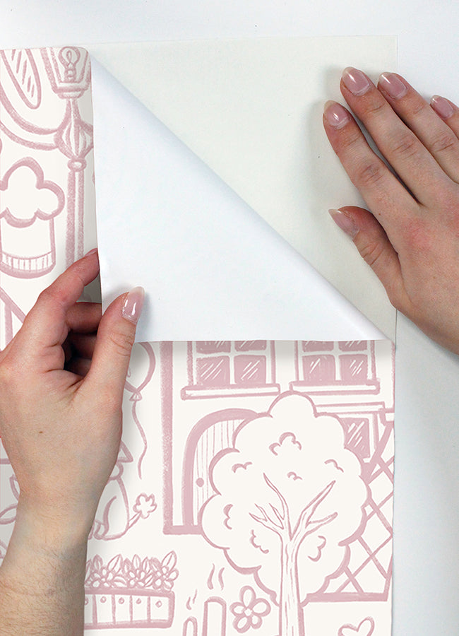 oui-paris-pink-peel-and-stick-wallpaper-york-wallcoverings-nus4860 - York Wallcoverings Wallpaper