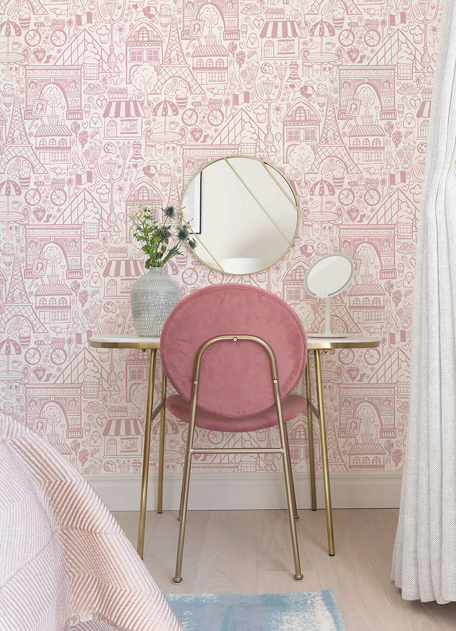 oui-paris-pink-peel-and-stick-wallpaper-york-wallcoverings-nus4860 - York Wallcoverings Wallpaper