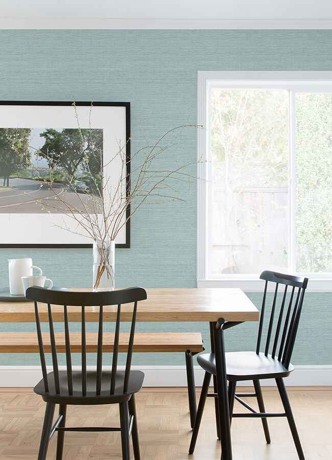 Agave Aqua Faux Grasscloth Wallpaper - York Wallcoverings - 4080-24282 - York Wallcoverings Wallpaper