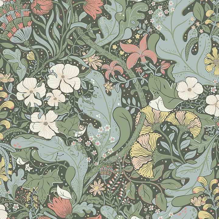 Elise Green Nouveau Gardens Wallpaper - York Wallcoverings - 4080-83103