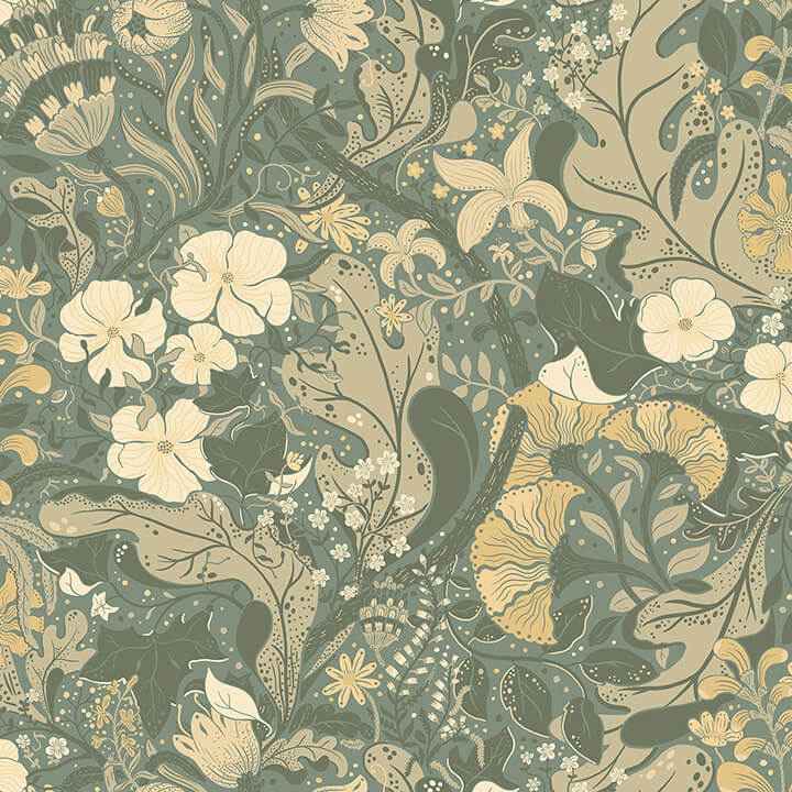 Elise Sea Green Nouveau Gardens Wallpaper - York Wallcoverings - 4080-83104 - York Wallcoverings Wallpaper
