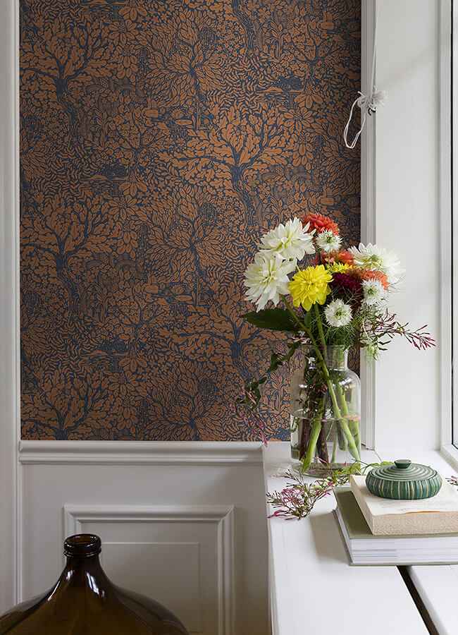 Olle Orange Forest Sanctuary Wallpaper - York Wallcoverings - 4080-83106 - York Wallcoverings Wallpaper