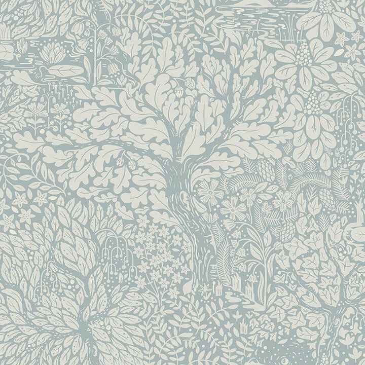 Olle Light Blue Forest Sanctuary Wallpaper - York Wallcoverings - 4080-83112