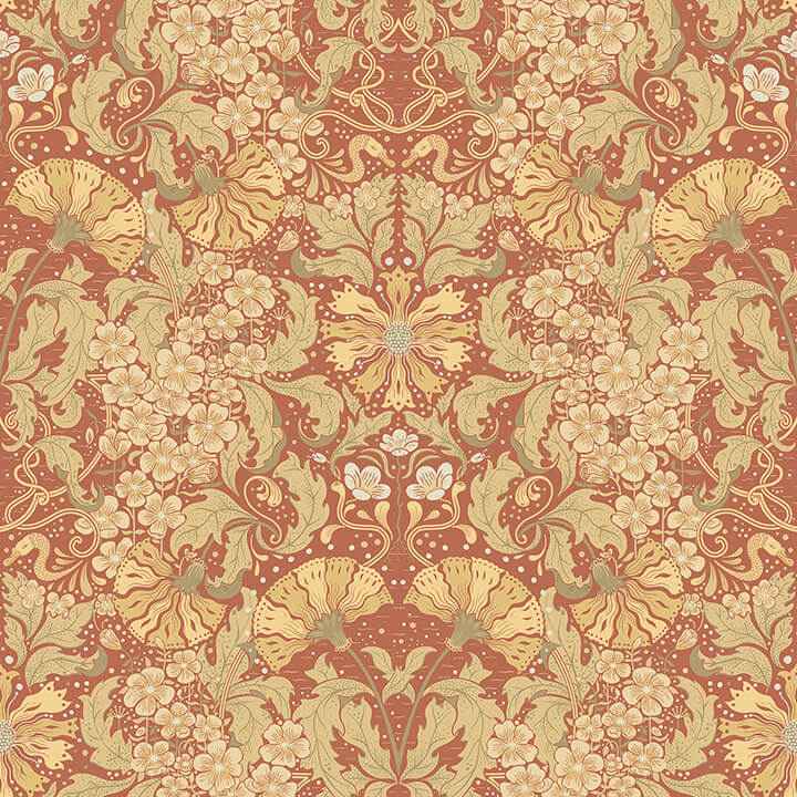 Ojvind Rust Floral Ogee Wallpaper - York Wallcoverings - 4080-83114