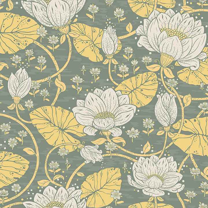 Eva Yellow Lotus Dreams Wallpaper - York Wallcoverings - 4080-83120 - York Wallcoverings Wallpaper