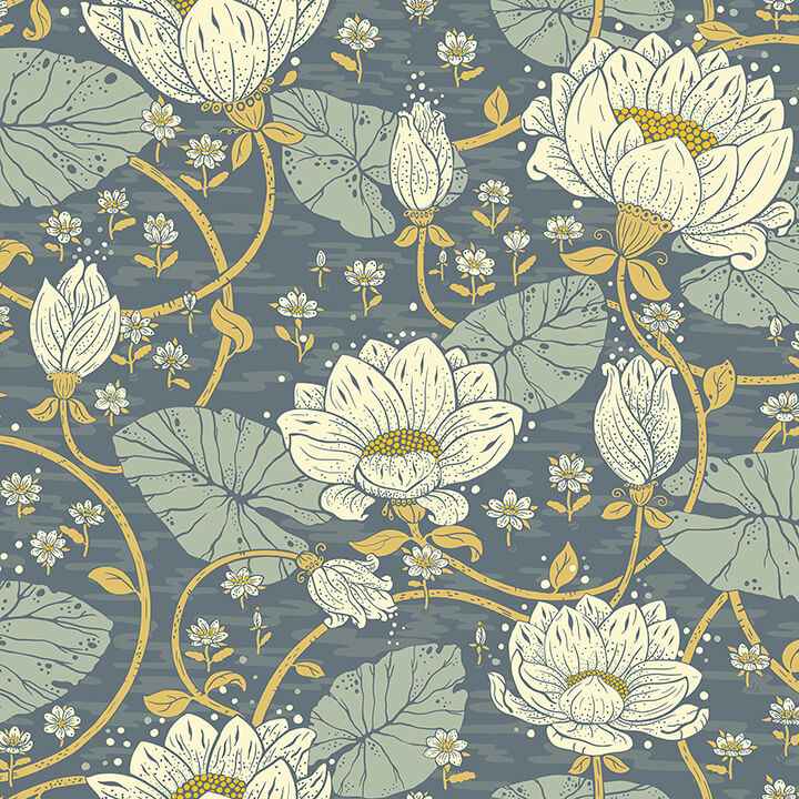 Eva Blue Lotus Dreams Wallpaper - York Wallcoverings - 4080-83122