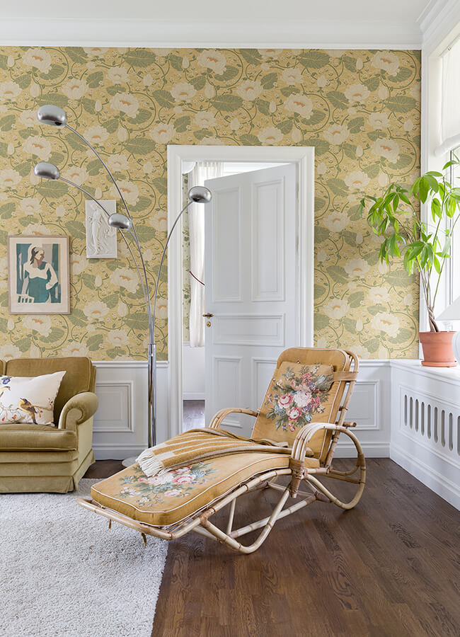 eva-light-yellow-lotus-dreams-wallpaper-york-wallcoverings-4080-83123 - York Wallcoverings Wallpaper