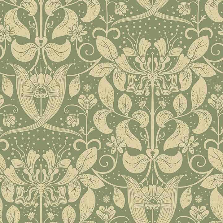 Berit Green Floral Crest Wallpaper - York Wallcoverings - 4080-83126 - York Wallcoverings Wallpaper