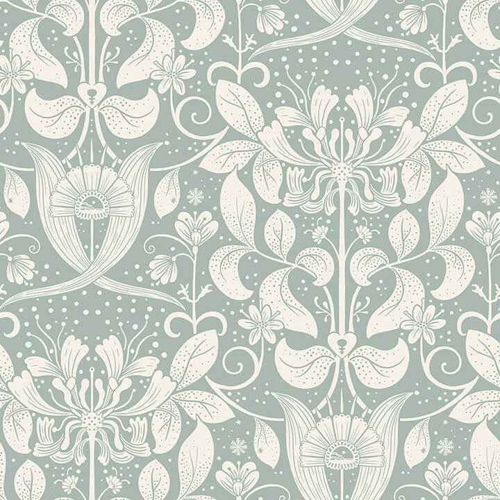 Berit Blue Floral Crest Wallpaper - York Wallcoverings - 4080-83129 - York Wallcoverings Wallpaper