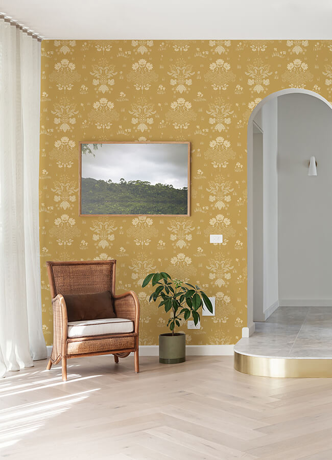 elda-gold-delicate-daisies-wallpaper-york-wallcoverings-4080-83135 - York Wallcoverings Wallpaper