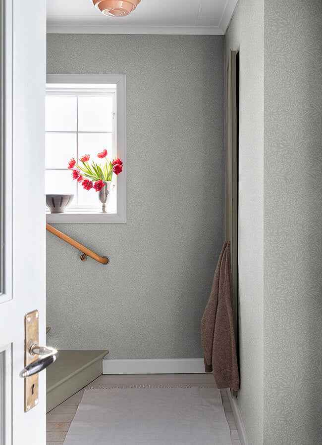 Kristina Light Grey Botanical Wallpaper - York Wallcoverings - 4080-92116 - York Wallcoverings Wallpaper