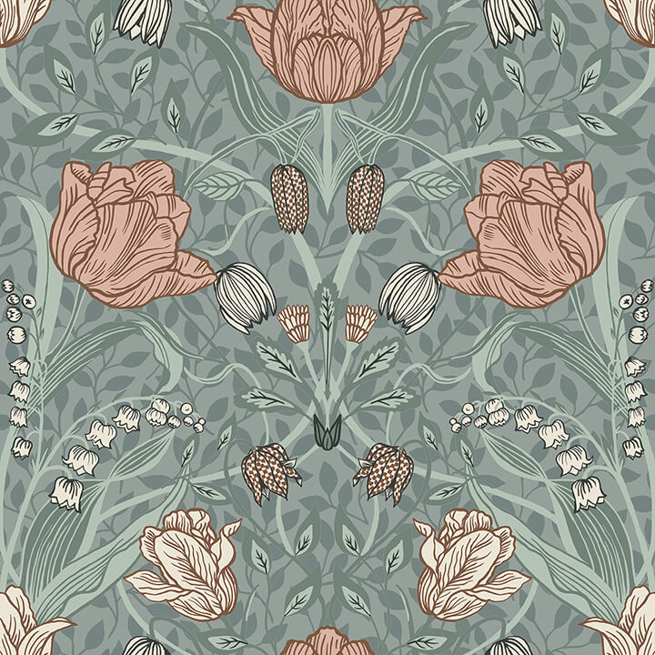 fillippa-sage-tulip-wallpaper-york-wallcoverings-4080-33010 - York Wallcoverings Papel pintado