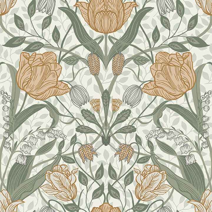 Fillippa Green Tulip Wallpaper - York Wallcoverings - 4080-33006