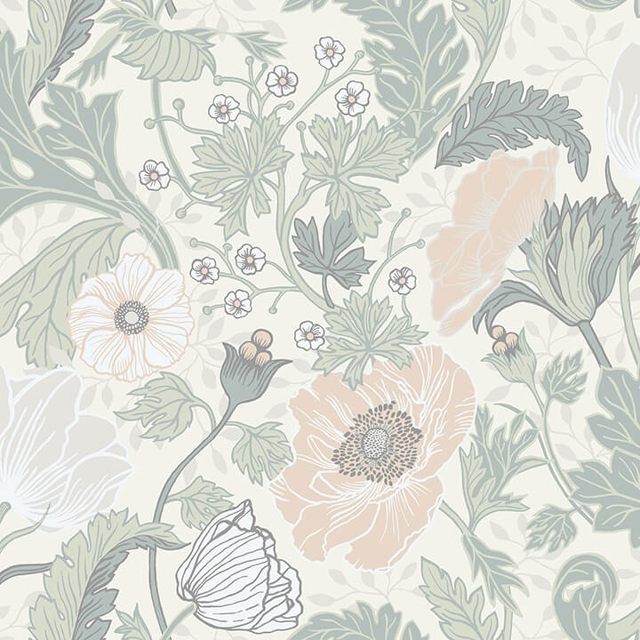 anemone-light-grey-floral-wallpaper-york-wallcoverings-4080-33000 - York Wallcoverings Papel pintado