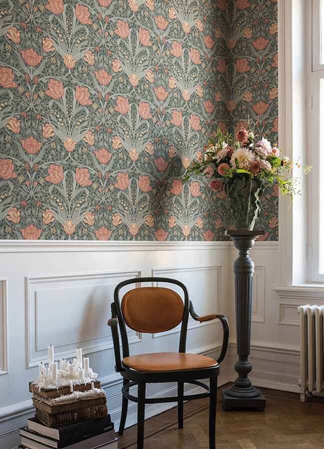 Fillippa Sage Tulip Wallpaper - York Wallcoverings - 4080-33010 - York Wallcoverings Wallpaper