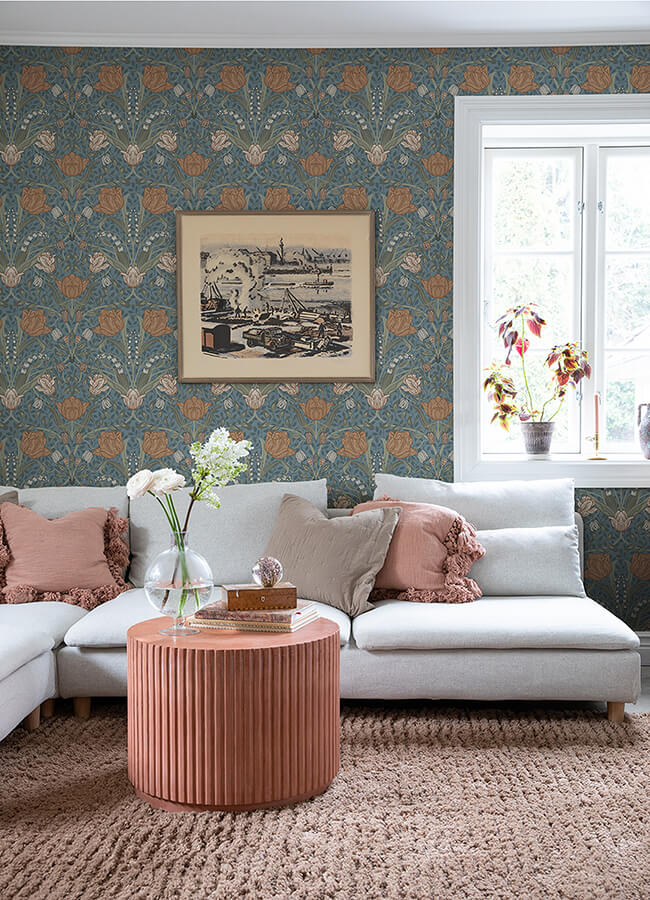 fillippa-blue-tulip-wallpaper-york-wallcoverings-4080-33009 - York Wallcoverings Wallpaper