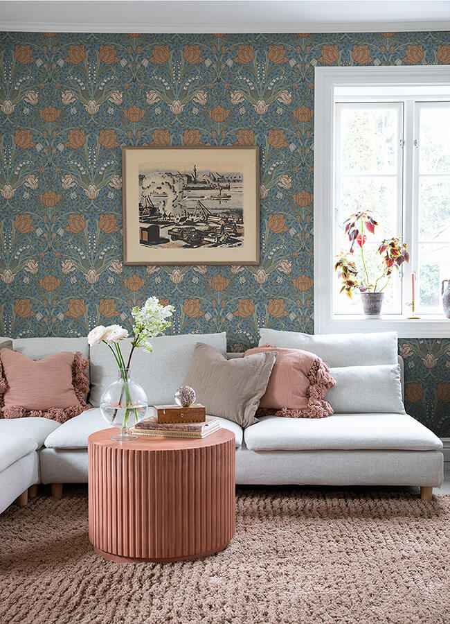 Fillippa Blue Tulip Wallpaper - York Wallcoverings - 4080-33009 - York Wallcoverings Wallpaper