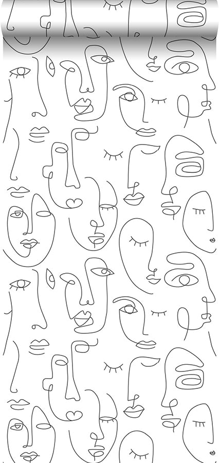 sharona-white-line-art-faces-wallpaper-york-wallcoverings-dd139145 - York Wallcoverings Wallpaper